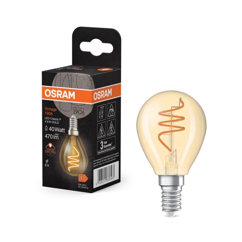 OSRAM E14 VINTAGE Spiral LED Filament Lampe 4,9W wie 40W extra warmweißes gemütliches Licht 2200K 90Ra